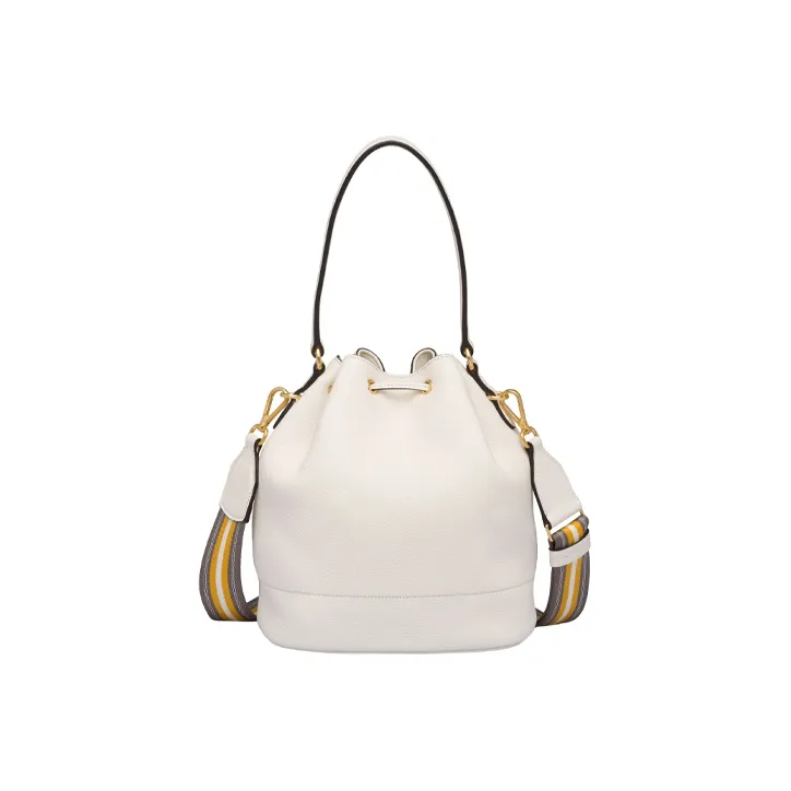 PRADA Saffiano Leather Bucket Bag Handbag Shoulder Bag Crossbody Bag Women's White-2