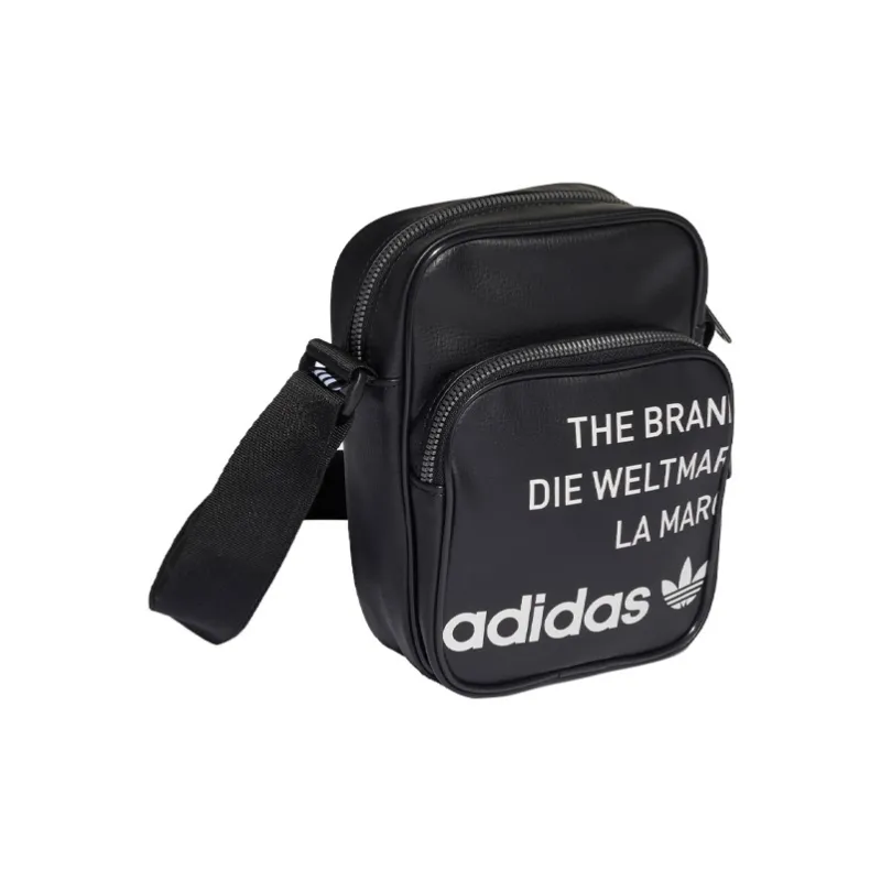 Adidas Originals Leather Crossbody Bag, Small Square Bag, Shoulder Bag Unisex Black-1