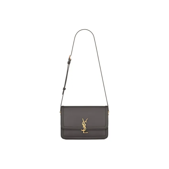 SAINT LAURENT SOLFERINO Leather Tofu Bag, Shoulder Bag, Crossbody Bag Medium Size Women's Gray White-1
