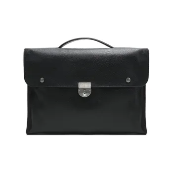 LONGCHAMP Le Foulonné Cow Leather Briefcase, One Shoulder Handbag Men's Black