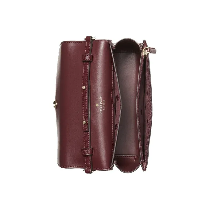 Kate Spade Staci Leather One Shoulder Crossbody Chain Bag Small Size Women's Deep Cherry Red-2
