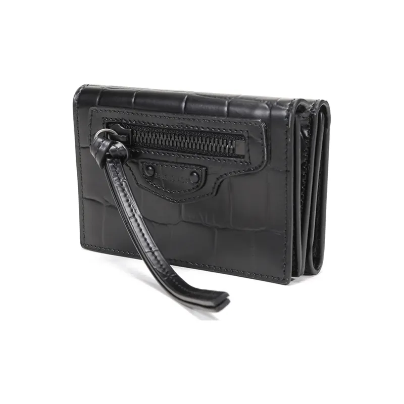Balenciaga Cow Leather Wallets With Money Clip Mini Women's Black-1