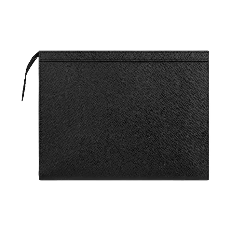LOUIS VUITTON Pochette Voyage Taïga Cow Leather Clutch Toiletry Bag, Toiletry Bag Medium Size Men's Black-3