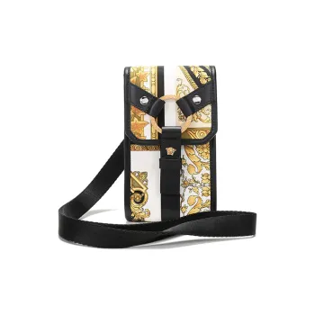 VERSACE Barocco Leather Neck Pouch Cell Phone Case Shoulder Bag Regular Men's Black