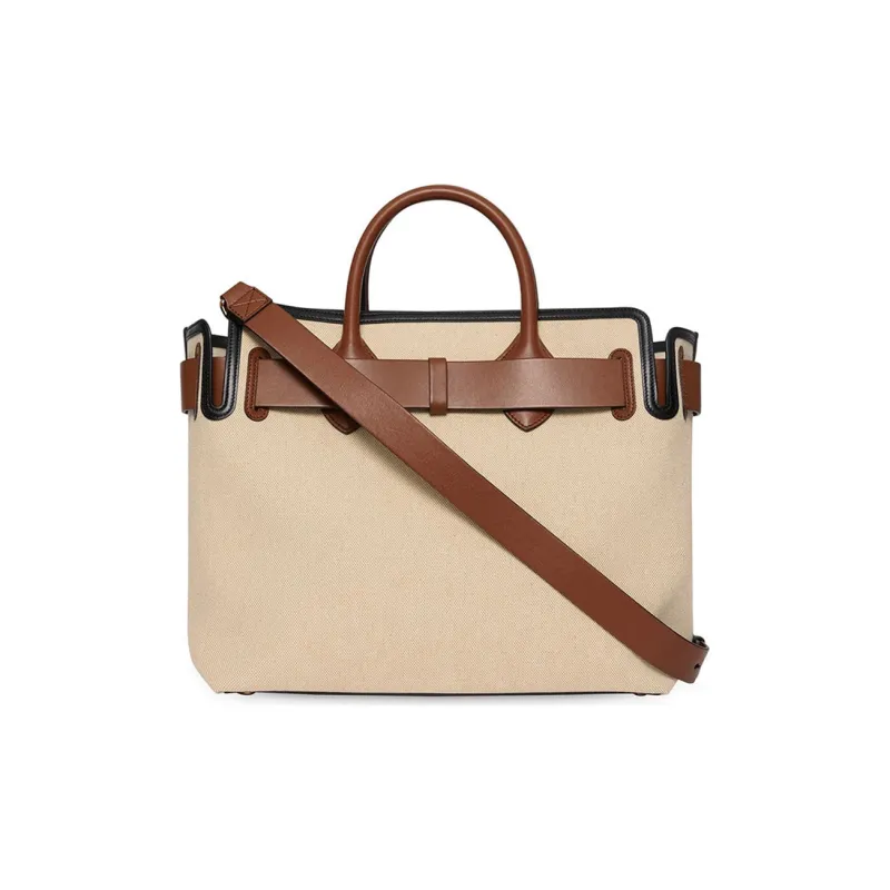 Burberry Cow Leather Tote Bag Shopping Bag Handbag Women's Beige Yellow-2