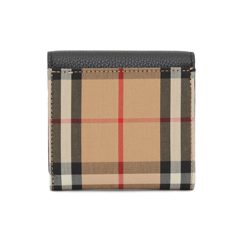 Burberry Leather Wallet Women's Black Brown-2