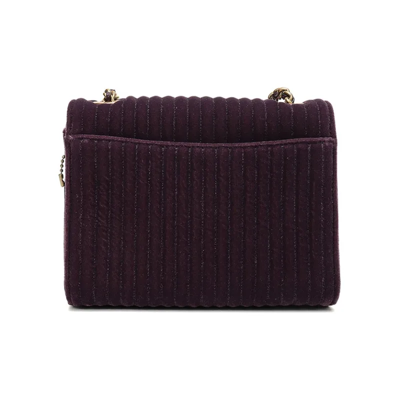 COACH Parker Fabric With Leather Chain Bag, Crossbody Bag, Shoulder Bag Women's Plum-2