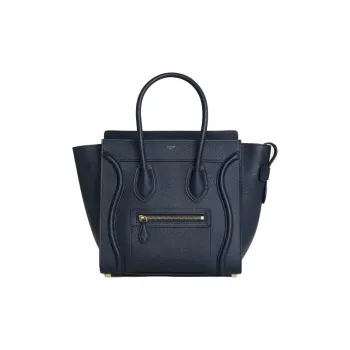 CELINE Luggage Cow Leather Handbags Shoulder Bag Crossbody Bag Extra Small Women's Marine Blue