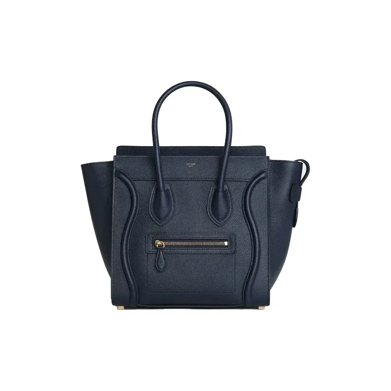 CELINE Luggage Cow Leather Handbags Shoulder Bag Crossbody Bag Extra Small Women's Marine Blue-0