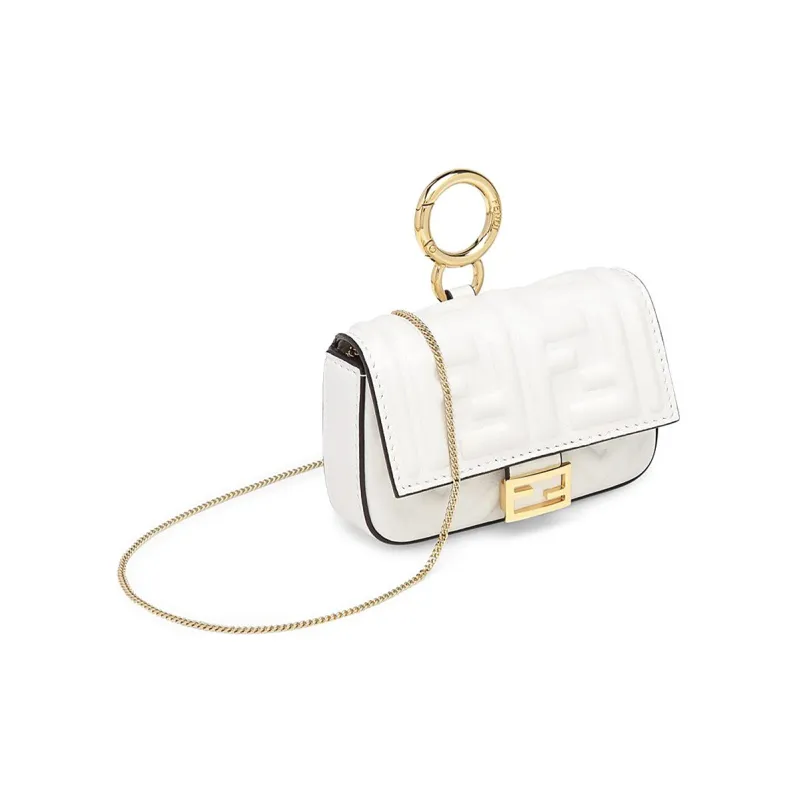 FENDI Baguette Sheepskin Baguette Bag, Coin Purse, Crossbody Bag, Shoulder Bag Extra Mini Women's White-1