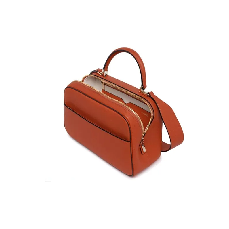 Valextra Serie S Cow Leather Shoulder Bag, Crossbody Bag, Handbag Medium Size Women's Citrus Orange-3