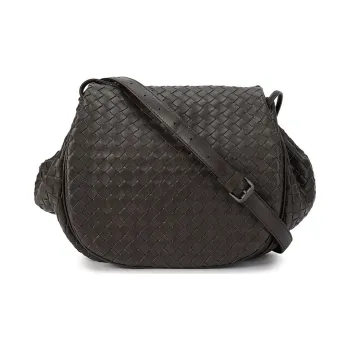 Bottega Veneta Lambskin Shoulder Bag Women's Dark Brown