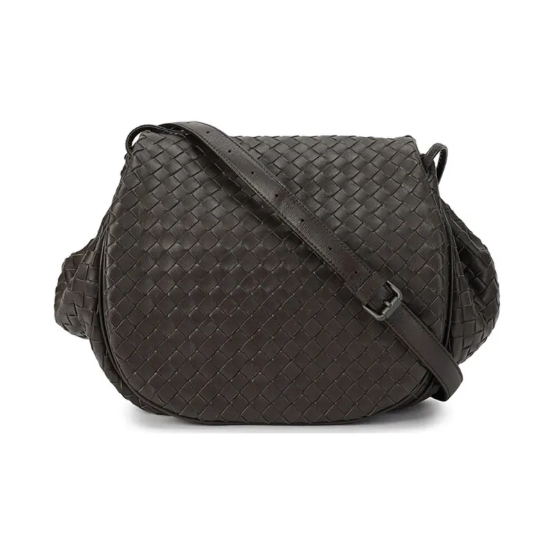 Bottega Veneta Lambskin Shoulder Bag Women's Dark Brown-0