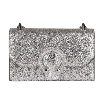 Jimmy Choo Leather Shoulder Bag Crossbody Bag Women's Silver