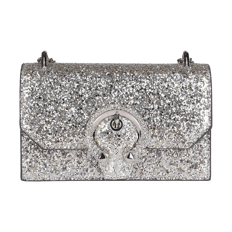 Jimmy Choo Leather Shoulder Bag Crossbody Bag Women's Silver-0