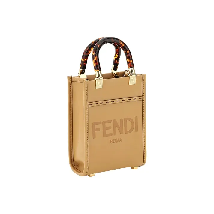 FENDI Sunshine Calfskin Tote Bag Shopping Bag Handbag Shoulder Bag Crossbody Bag Mini Women's Yellow-2