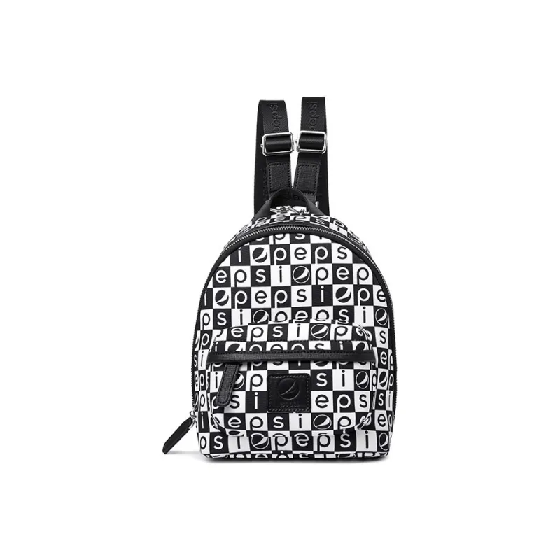 Pepsi Polyester Cotton Blend Backpack Regular Women's Black White-0