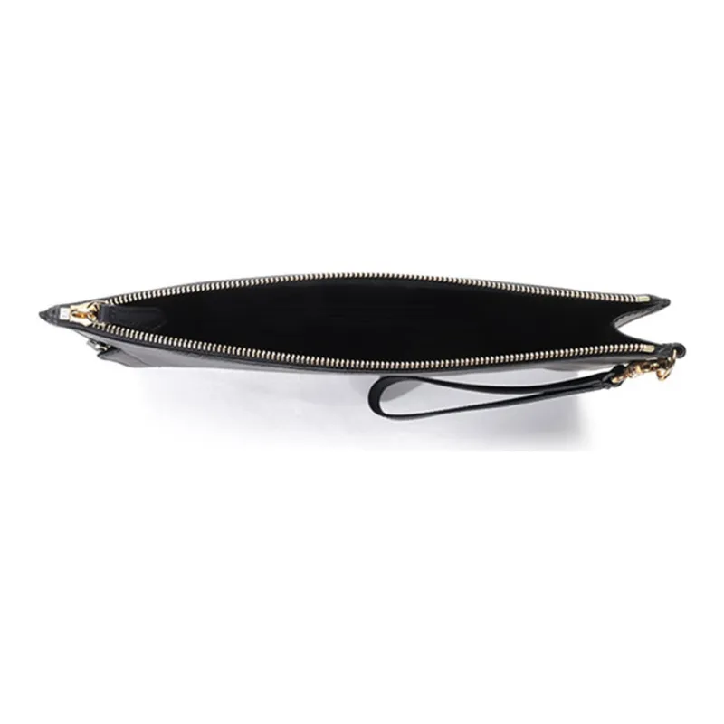 FENDI Calfskin Wristband Clutch Men's Black & Gold-5