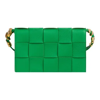 Bottega Veneta CASSETTE Cow Leather Tofu Bag, Camera Bag, Shoulder Bag, Crossbody Bag Unisex Parrot Green