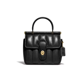 COACH Willis Leather Handbag Shoulder Bag Crossbody Bag Small Size Women's Black