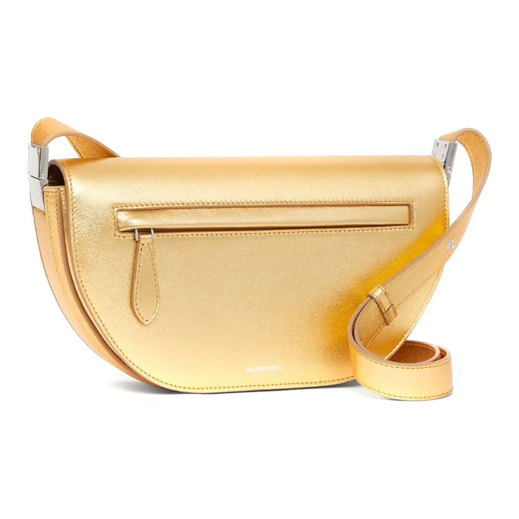Burberry Small Metallic Leather Olympia Shoulder Bag Gold-3