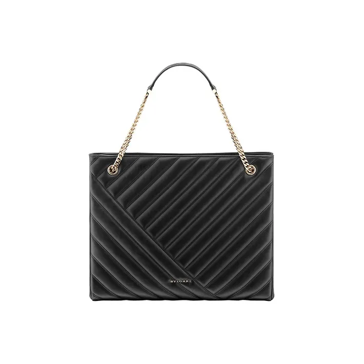 BVLGARI Serpenti Cabochon Sheepskin Totes Handbags Large Size Women's Black-2