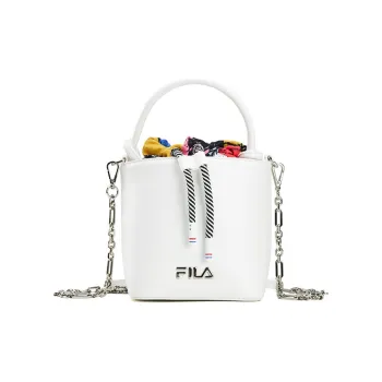 FILA Cow Leather Bucket Bag, Handbag, Shoulder Bag, Crossbody Bag Women's White