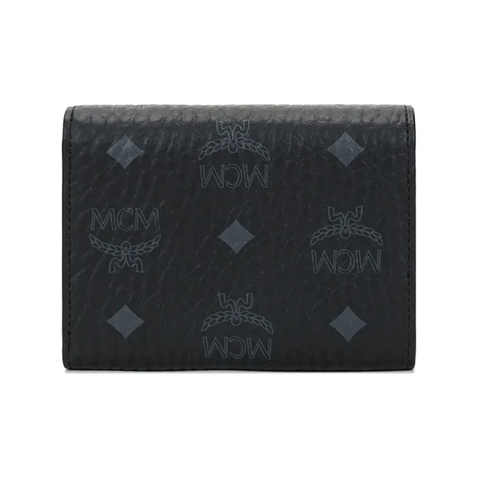 MCM Patricia Visetos Leather Wallet Women's Black-3