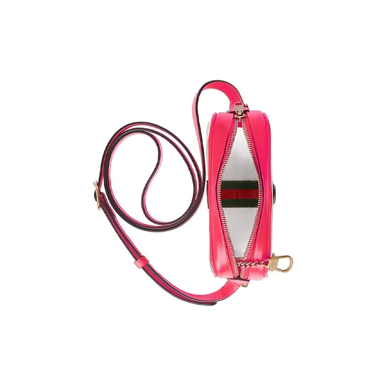 GUCCI Ophidia Leather Patchwork Camera Bag Shoulder Bag Crossbody Bag Mini Women's Transparent/Fuchsia Pink-6