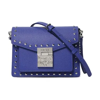 MCM Patricia Visetos Cow Leather Chain Bag Shoulder Bag Crossbody Bag Regular Women's Blue