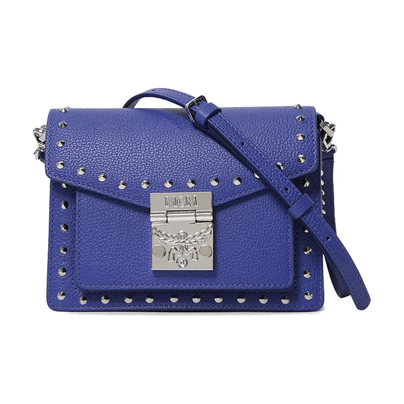 MCM Patricia Visetos Cow Leather Chain Bag Shoulder Bag Crossbody Bag Regular Women's Blue-0