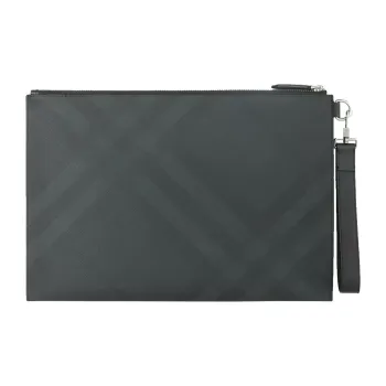 Burberry Cotton Briefcase Clutch Tubas Men's Dark Gray