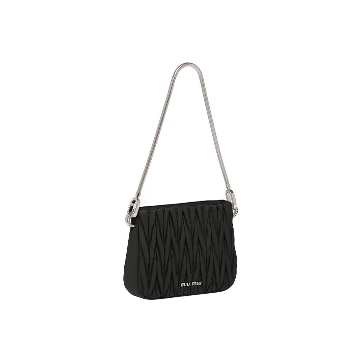 MIU MIU SASSY Soft Sheep Leather Handbag Medium Size Women's Black-1