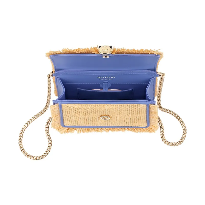 BVLGARI Serpenti Diamond Blast Cow Leather Shoulder Bag Crossbody Bag Mini Unisex Beige Light Purple-3