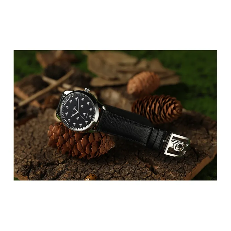 GUCCI G Timeless Collection Wrist Watch Automatic Mechanical Movement Cow Leather Strap Black Dial Men's Watches-2
