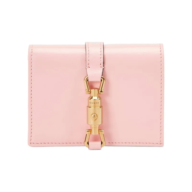 GUCCI Jackie 1961 Ostrich Leather Clutch Wallets Card Holders Small Size Women's Pink-0