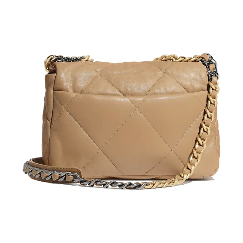 CHANEL 19Bag Lambskin Flap Bag, Shoulder Bag, Crossbody Bag Trumpets Women's Dark Beige-1