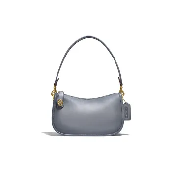 COACH Swinger Leather Shoulder Bag Mahjong One Shoulder Handbag Medium Size Women's Granite Gray