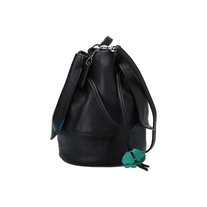 COACH Petal Leather Bucket Bags Shoulder Bag Crossbody Bag Women's Black-2