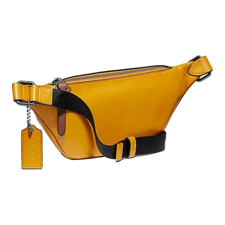 COACH Rivington Leather Shoulder Bag Crossbody Bag Sling Bag Fanny Pack Medium Size Men's Yellow-2