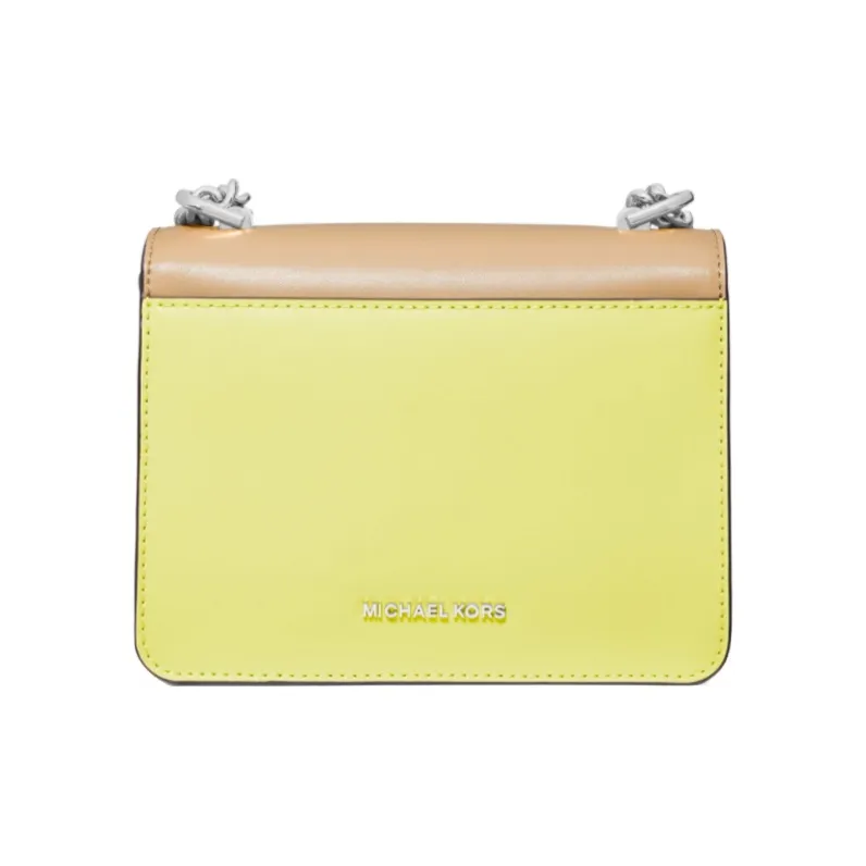 MICHAEL KORS Jade Leather Shoulder Bag, Crossbody Bag Mini Women's Orange & Yellow & White-3