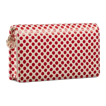 DIOR Cow Leather Clutches Crossbody Bags Women's Red White