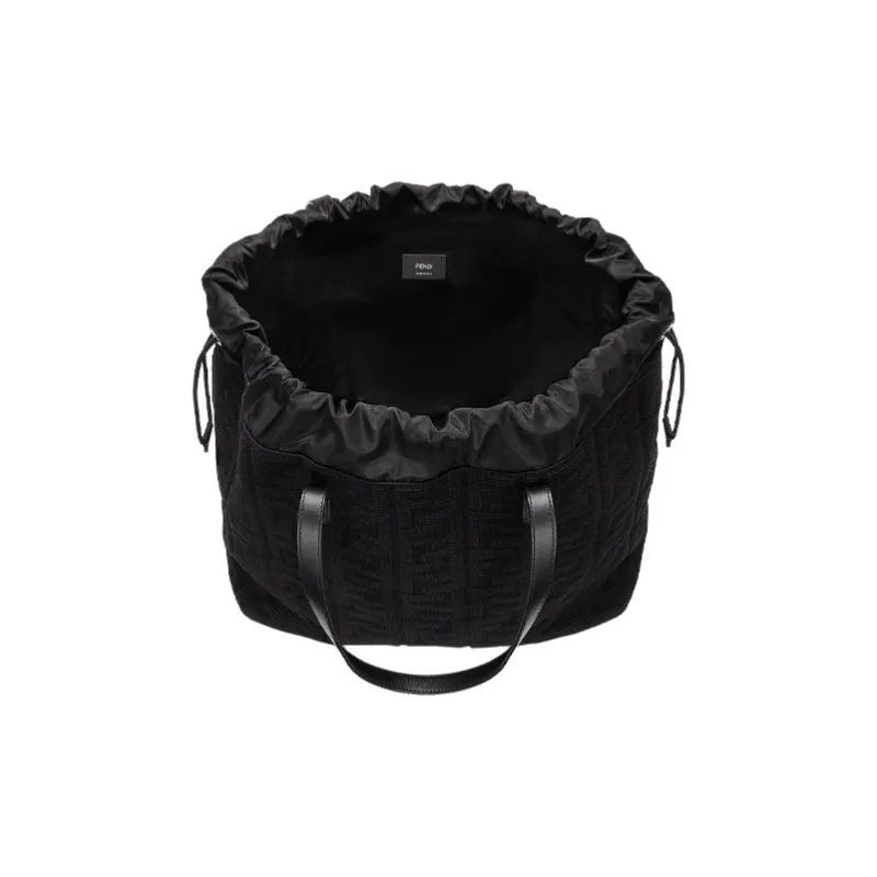 FENDI Nylon Plain Weave Fabric Material Tote Bag Shopping Bag Shoulder Bag Handbag Large Size Men's Black-2