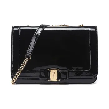FERRAGAMO Patent Leather Crossbody Bags Shoulder Bags Women's Black