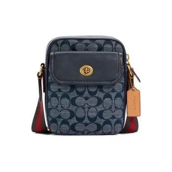 COACH Heritage Cow Leather Crossbody Bag Small Size Men's Denim Denim Blue