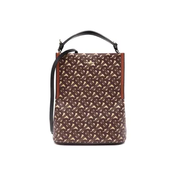 Burberry Eco Friendly Canvas Bucket Bag One Shoulder Handbag Small Size Women's Mahle Brown
