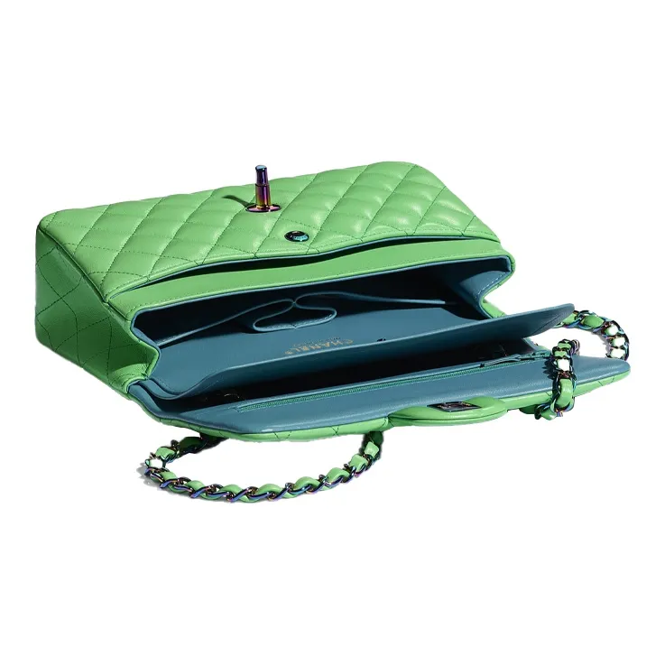 CHANEL Classic Flap CF Lambskin Shoulder Bag, Crossbody Bag Medium Size Women's Green-2