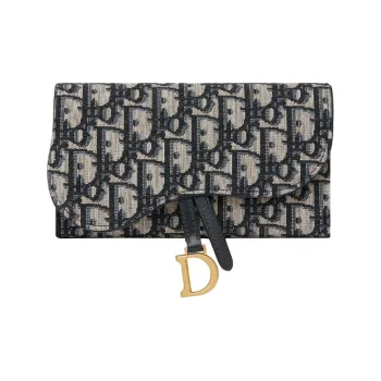 DIOR Saddle Canvas Bag Wallet Women's Denim Blue