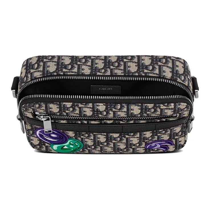 DIOR Kenny Scharf Collaboration Canvas Camera Bag Shoulder Bag Crossbody Bag Men's Black-3