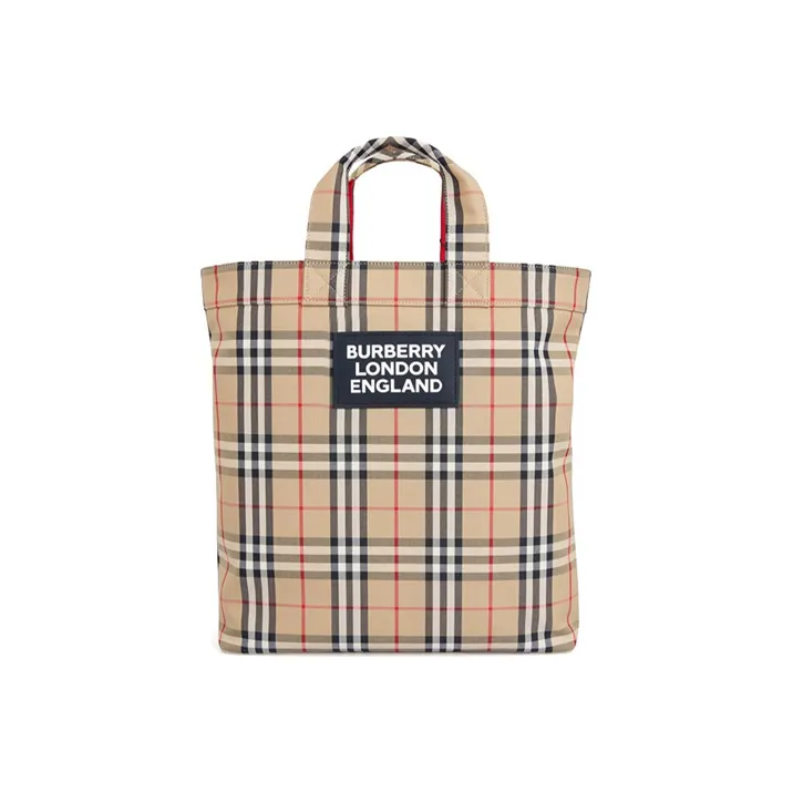 Burberry Vintage Fabric Tote Bag Shopping Bag Shoulder Bag Crossbody Bag Handbag Men's Archive Beige-0